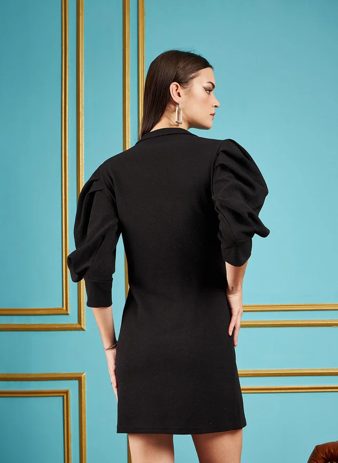 SASSAFRAS Black Blazer Dress for Women