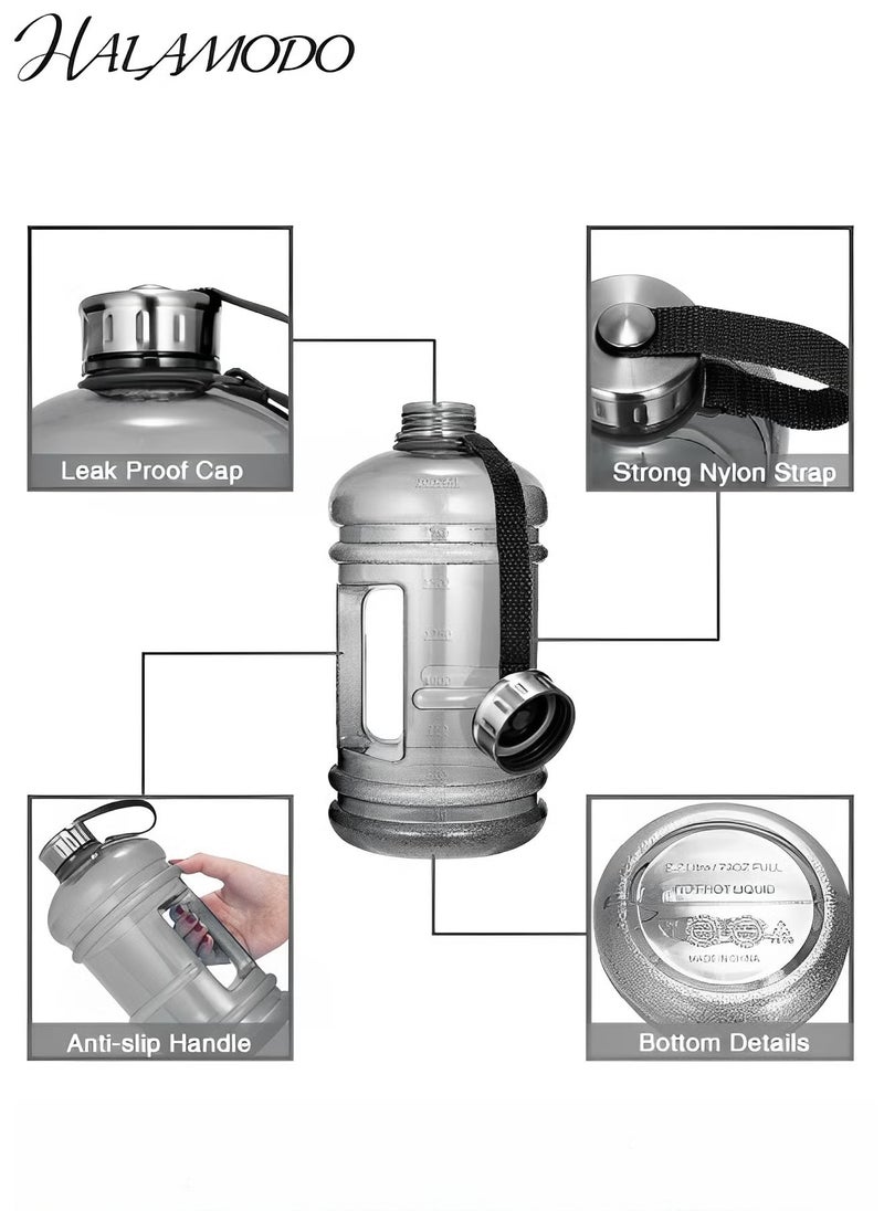 Halamodo 2.2L Water Jug Half Gallon Water Bottle with Handle Large Sport Water Bottle Big Capacity Leakproof Container BPA Free Plastic Fitness for Camping Training Bicycle Hiking Gym Outdoor - Image 3