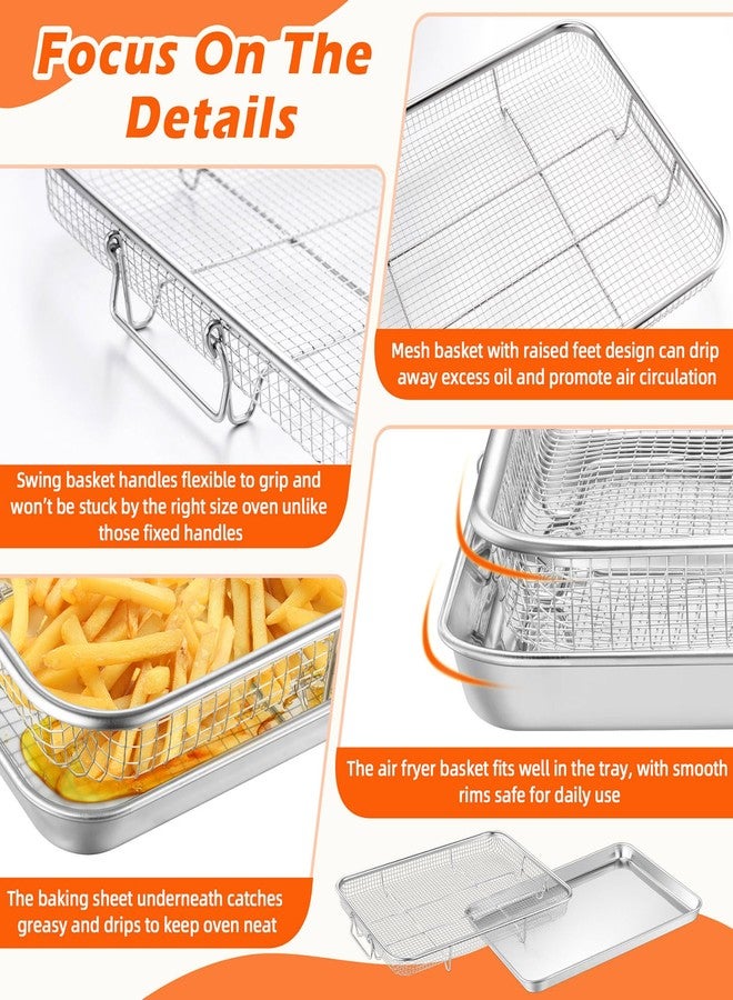 تيم فار سلة قلي هوائي من تيم فار للفرن، سلة وصينية من الفولاذ المقاوم للصدأ مقاس 16 × 12 بوصة، رف قلي هوائي للفرن مع صينية خبز للطهي والخبز والشواء، شديدة التحمل وآمنة للغسل في غسالة الأطباق - Image 3