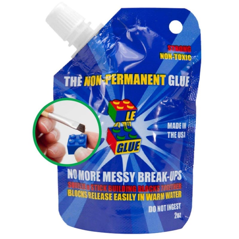 LE-GLUE Le Glue Temporary Glue - Compatible with Legos - Non-Permanent Clear Adhesive for Plastic Building Blocks - No Messy Break-Ups - Non-Toxic Formula - Created for Kids, by a Kid - Image 1