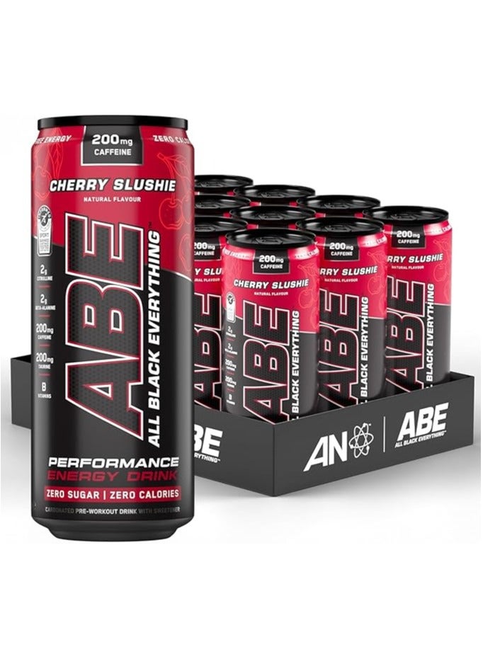 Applied Nutrition علب ABE قبل التمرين - كل شيء أسود مشروب الطاقة، مشروب ABE الغازي مع الكافيين (عبوة 12 علبة × 330 مل) (تشيري سلشاي) - Image 1