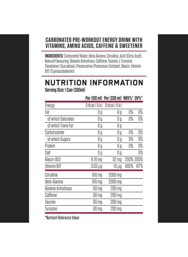 Applied Nutrition علب ABE قبل التمرين - كل شيء أسود مشروب الطاقة، مشروب ABE الغازي مع الكافيين (عبوة 12 علبة × 330 مل) (تشيري سلشاي) - Image 3