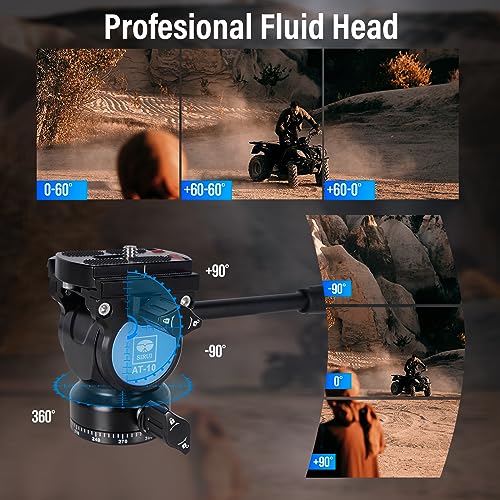 SIRUI Carbon Fiber Tripod Lightweight 2lbs with Panoramic Fluid Head, 59.8” Compact Camera Tripod Quick Release Leg Setup, Reversible Center Column, Reverse Folding Legs, Max Load 11lbs - Traveler X - Image 3