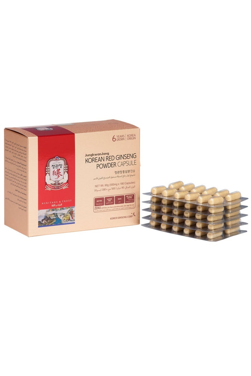 تشونغ كوان جانغ كبسولات مسحوق الجينسنغ الأحمر الكوري من جونغكوان جانج، ٥٠٠ ملغ × ١٨٠ كبسولة - مكمل غذائي ممتاز لدعم القدرة على التحمل والطاقة - Image 1