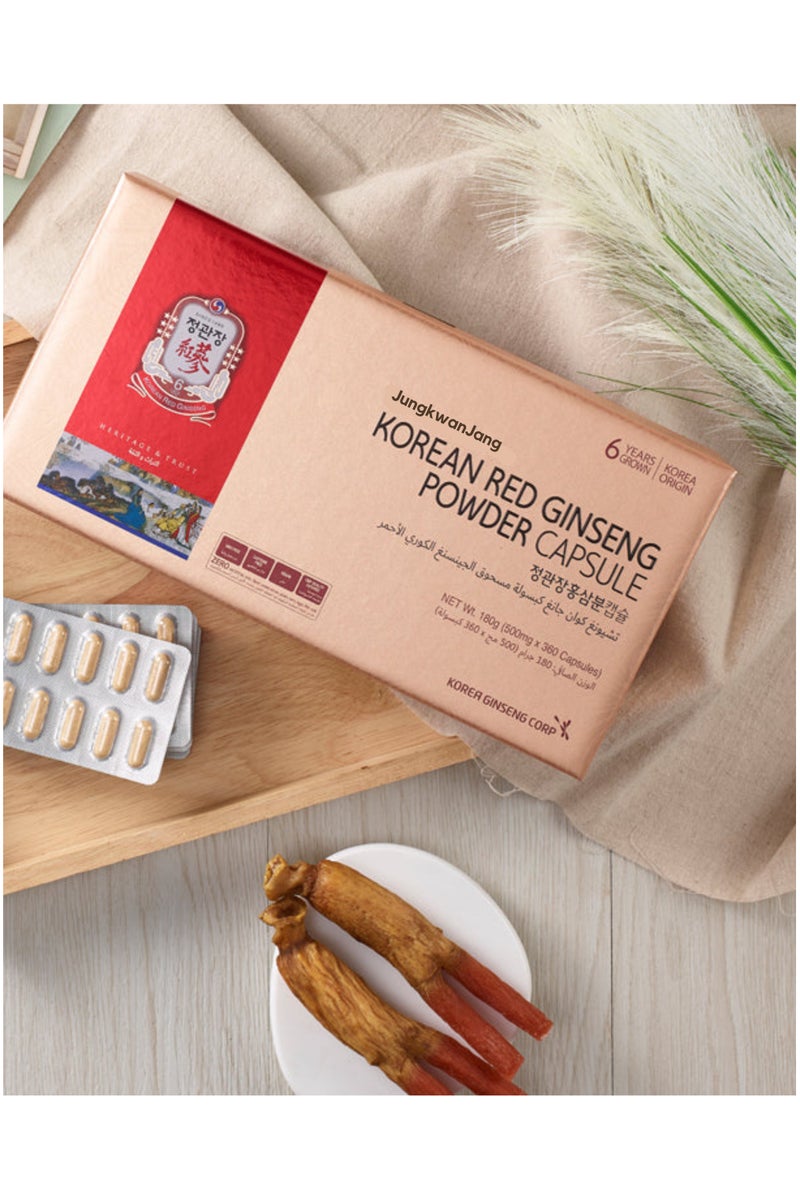 تشونغ كوان جانغ كبسولات مسحوق الجينسنغ الأحمر الكوري من جونغكوان جانج، ٥٠٠ ملغ × ١٨٠ كبسولة - مكمل غذائي ممتاز لدعم القدرة على التحمل والطاقة - Image 2