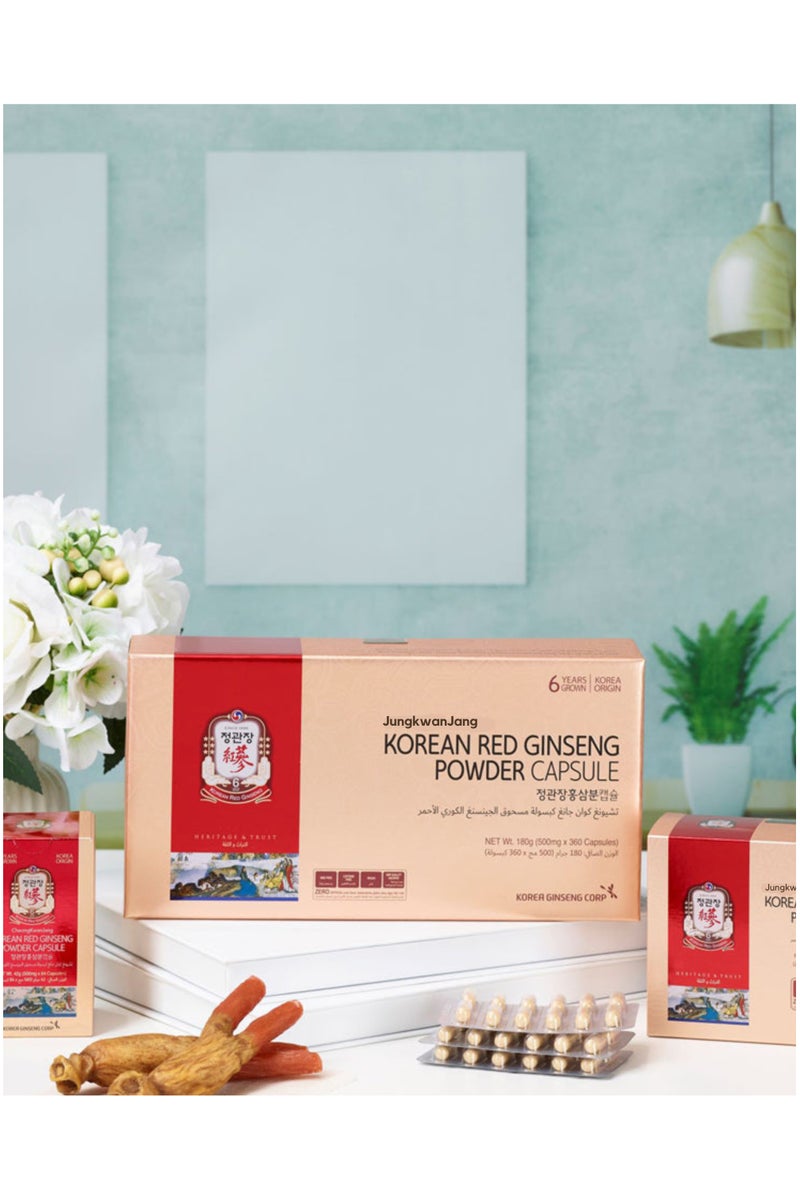 تشونغ كوان جانغ كبسولات مسحوق الجينسنغ الأحمر الكوري من جونغكوان جانج، ٥٠٠ ملغ × ١٨٠ كبسولة - مكمل غذائي ممتاز لدعم القدرة على التحمل والطاقة - Image 3