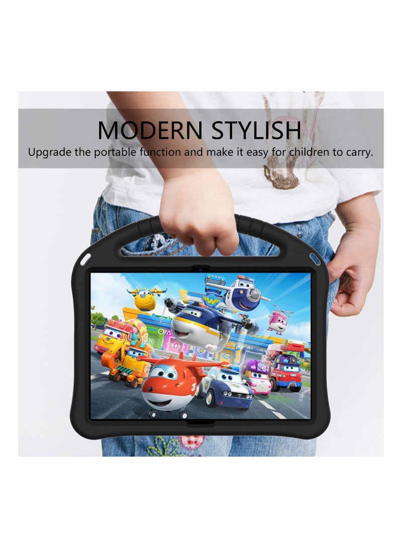 حافظة تابلت لجهاز Lenovo Tab M10 HD TB X505F TB X605F Smart Tab P10 TB X705F TB X705L خفيفة الوزن ومتينة ومضادة للصدمات مع مقبض وقاعدة واقية شاملة مضادة للسقوط باللون الأسود - Image 2