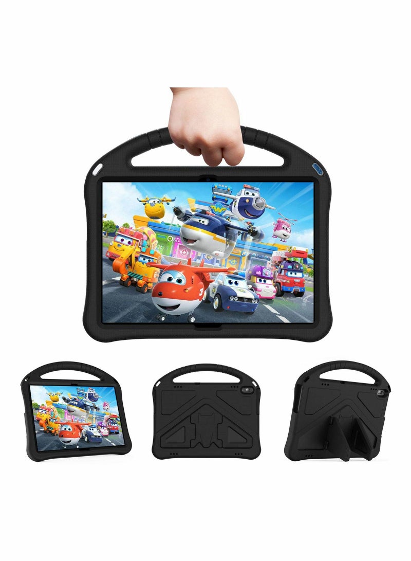 حافظة تابلت لجهاز Lenovo Tab M10 HD TB X505F TB X605F Smart Tab P10 TB X705F TB X705L خفيفة الوزن ومتينة ومضادة للصدمات مع مقبض وقاعدة واقية شاملة مضادة للسقوط باللون الأسود - Image 1