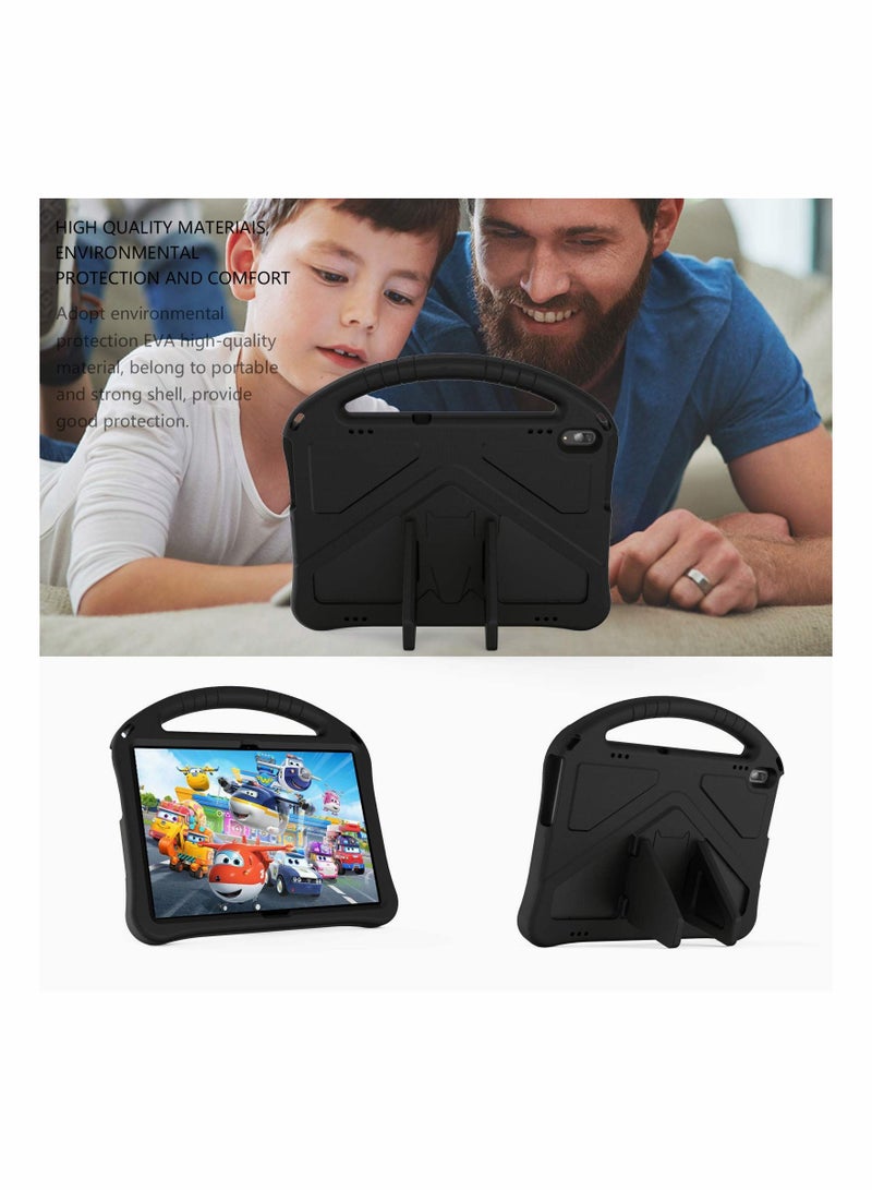 حافظة تابلت لجهاز Lenovo Tab M10 HD TB X505F TB X605F Smart Tab P10 TB X705F TB X705L خفيفة الوزن ومتينة ومضادة للصدمات مع مقبض وقاعدة واقية شاملة مضادة للسقوط باللون الأسود - Image 3