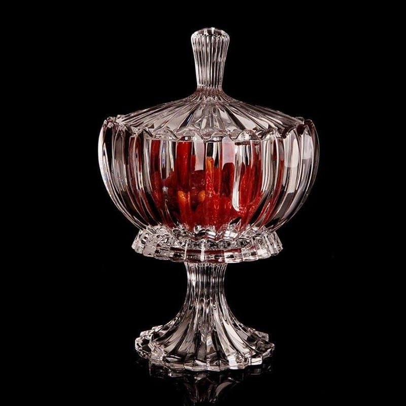 Generic Glass Candy Bowl with Lid, Pedestal Sugar Bowl for Sweets, Nuts and Dried Fruit, Clear, .smk