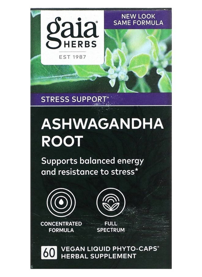Gaia Herbs Ashwagandha Root 60 Vegan Liquid Phyto-Caps 