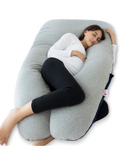 Pregnancy Pillow Cooling Pregnancy Pillows For Sleeping Full Body Pregnancy Pillow With Reversible Cooling Jersey Cover And Velvet Cover Blue And Grey
