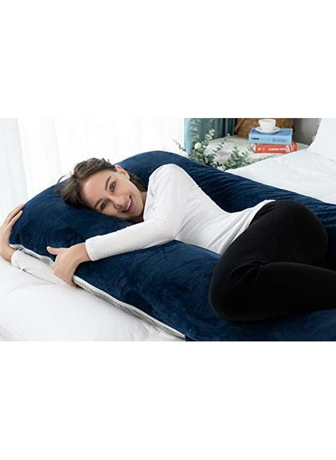 Meiz - Pregnancy Pillow Cooling Pregnancy Pillows For Sleeping Full Body Pregnancy Pillow With Reversible Cooling Jersey Cover And Velvet Cover Blue And Grey - Image 1