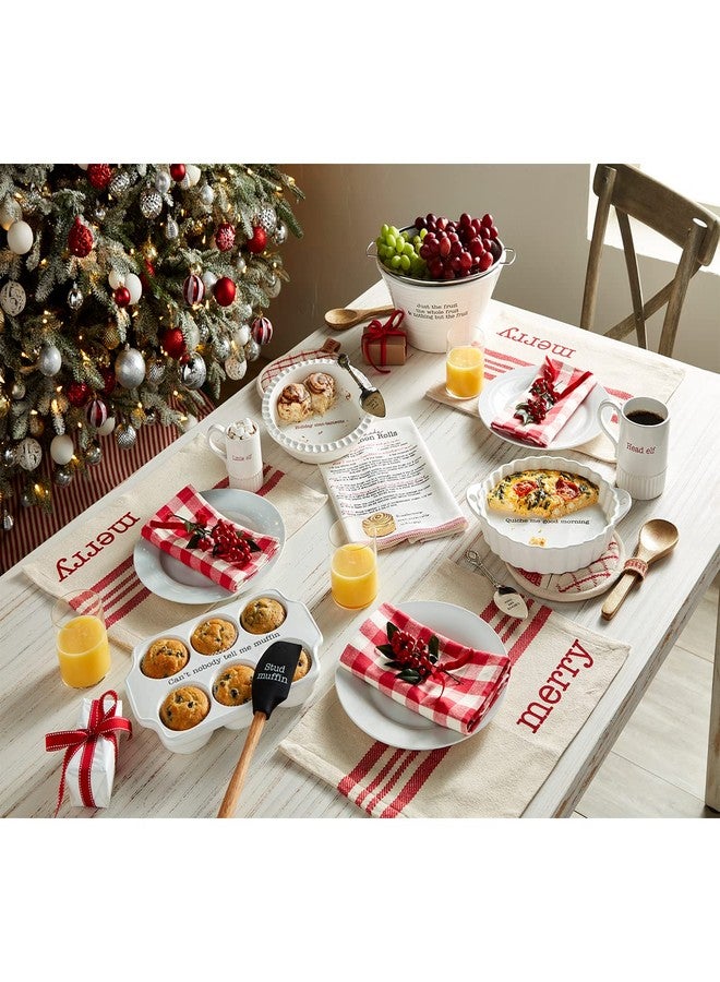 Mud Pie Circa Muffin Tray and Spatula Set, White, 12" x 8" - Image 3