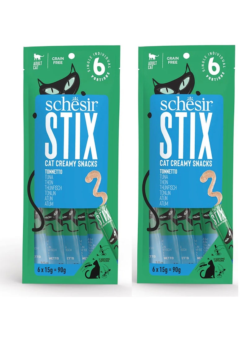 شيسر 2 عبوة ستيكس سناك سائل بنكهات التونا بالكريمة 12×15 جم - Image 1