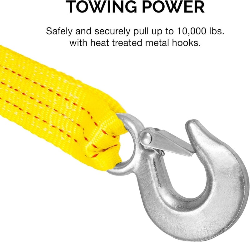 NEIKO 51008A Heavy Duty Tow Strap with Hooks, 2â€ x 30â€™, 10,000 LB Capacity, Tow Rope for Vehicles, Cars, Trucks, ATV Tow Strap - Image 2
