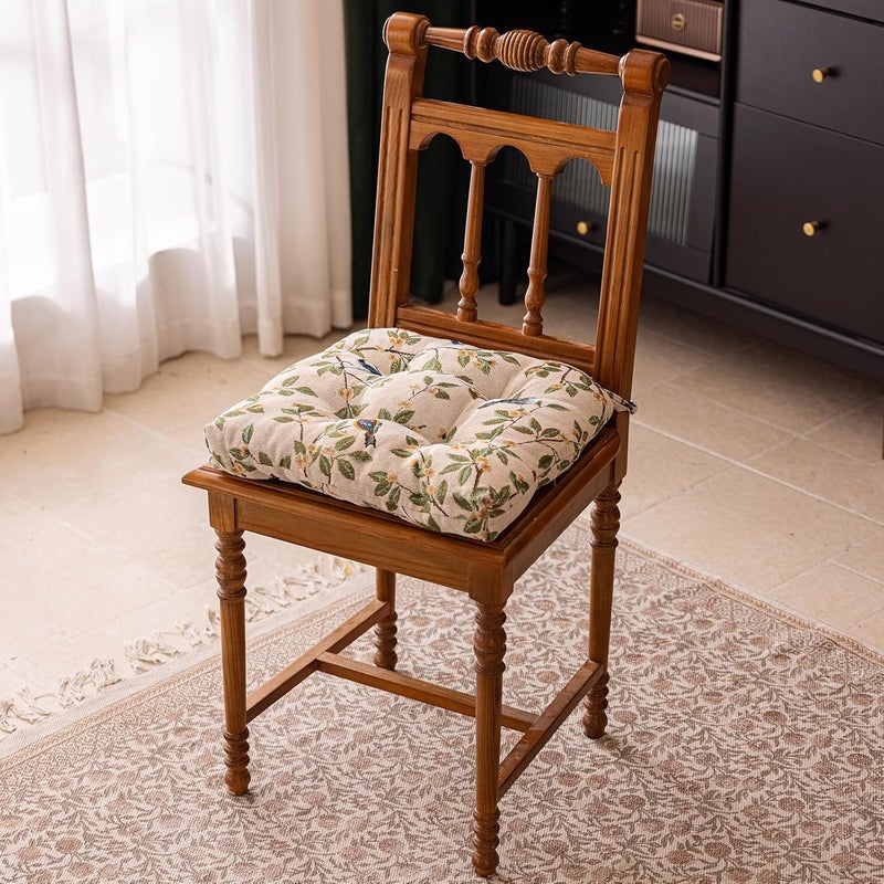 vctops Farmhouse Bird Print Chair Cushions with Ties U-Shaped Soft Comfortable Chair Pads Non Slip Seat Cushions for Indoor Dining Room and Kitchen Chairs (White,16"x16") - Image 2