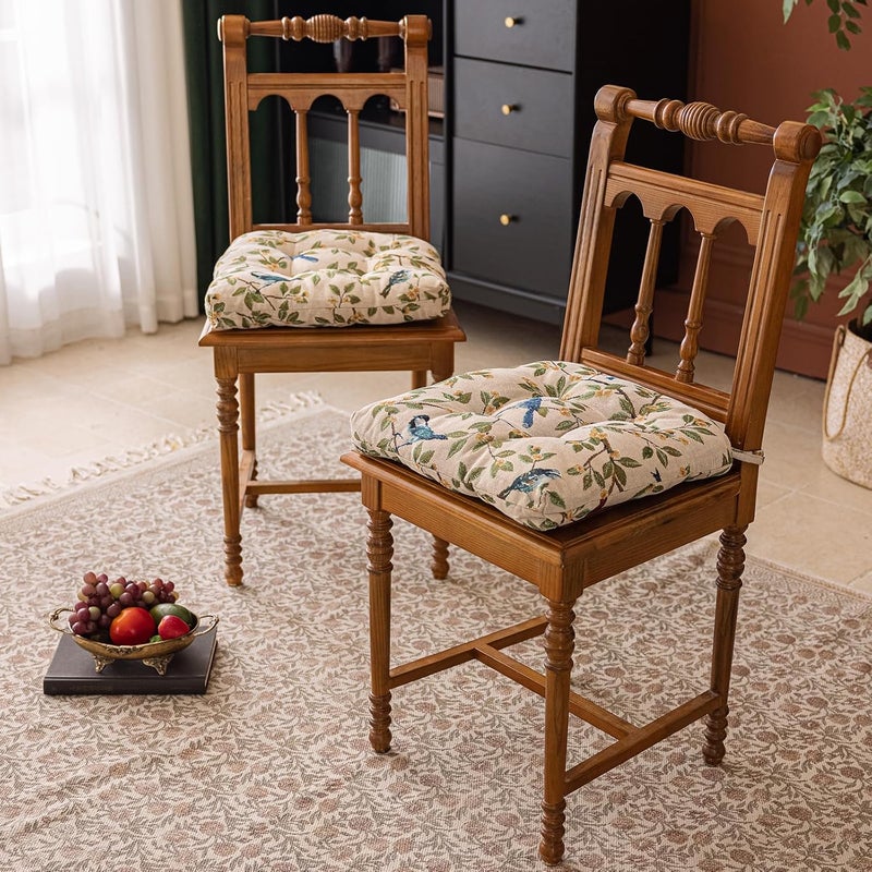 vctops Farmhouse Bird Print Chair Cushions with Ties U-Shaped Soft Comfortable Chair Pads Non Slip Seat Cushions for Indoor Dining Room and Kitchen Chairs (White,16"x16") - Image 4