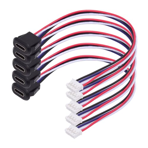 xiwai 5pcsSet DIY OEM Type C Female Socket to 4Pin Header Cable TypeC to 4P Waterproof Terminal Wire with Pitch20mm Latch Mount Type USB C Pigtail DC 5V Extension Power Cable - Image 1