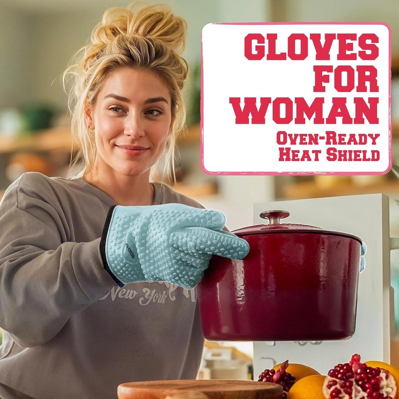 Kitchen perfection Silicone Smoker Oven Gloves -Extreme Heat Resistant BBQ Gloves-Handle Hot Food Right on Your Grill Fryer & Pit |Waterproof Grilling Cooking Oven Mitts |Superior Value Set +3 Bonuses - Image 2