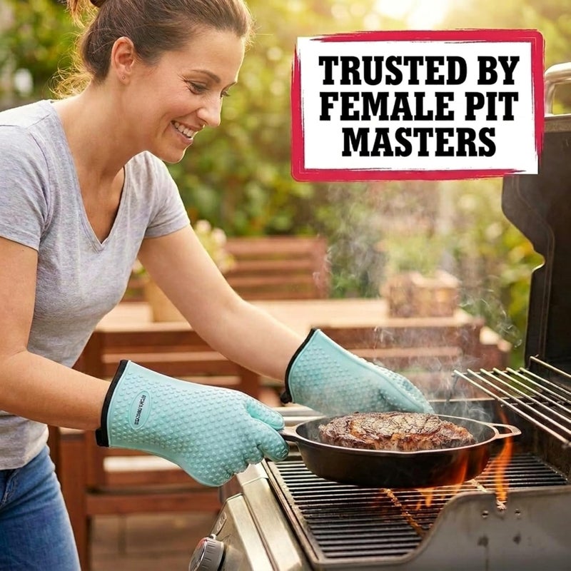 Kitchen perfection Silicone Smoker Oven Gloves -Extreme Heat Resistant BBQ Gloves-Handle Hot Food Right on Your Grill Fryer & Pit |Waterproof Grilling Cooking Oven Mitts |Superior Value Set +3 Bonuses - Image 4