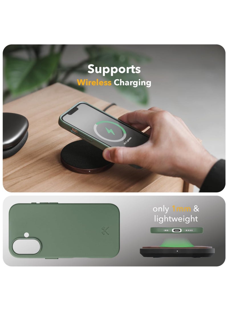 Silicone Case Compatible with iPhone 16, Slim Liquid Silicone Phone Case with 3-Layer Soft Rubber Shockproof Bumper with TPU Lining (Alpine Green) - Image 3