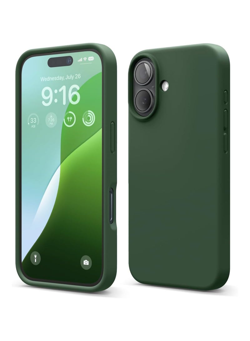Silicone Case Compatible with iPhone 16, Slim Liquid Silicone Phone Case with 3-Layer Soft Rubber Shockproof Bumper with TPU Lining (Alpine Green) - Image 1