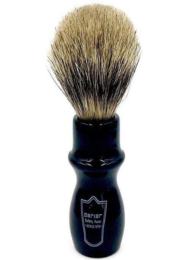 Parker Safety Razor Parker Handmade Deluxe Mug Shaving Brush with Stand - 100% 3-Band Pure Badger Bristles -Extra Dense and Firm (Black) - Image 2