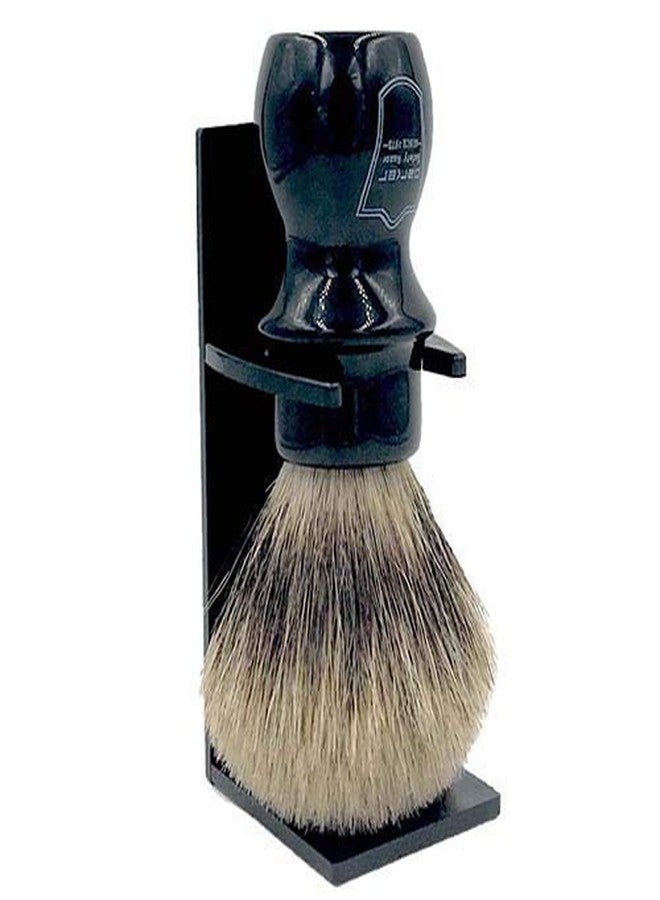 Parker Safety Razor Parker Handmade Deluxe Mug Shaving Brush with Stand - 100% 3-Band Pure Badger Bristles -Extra Dense and Firm (Black) - Image 1