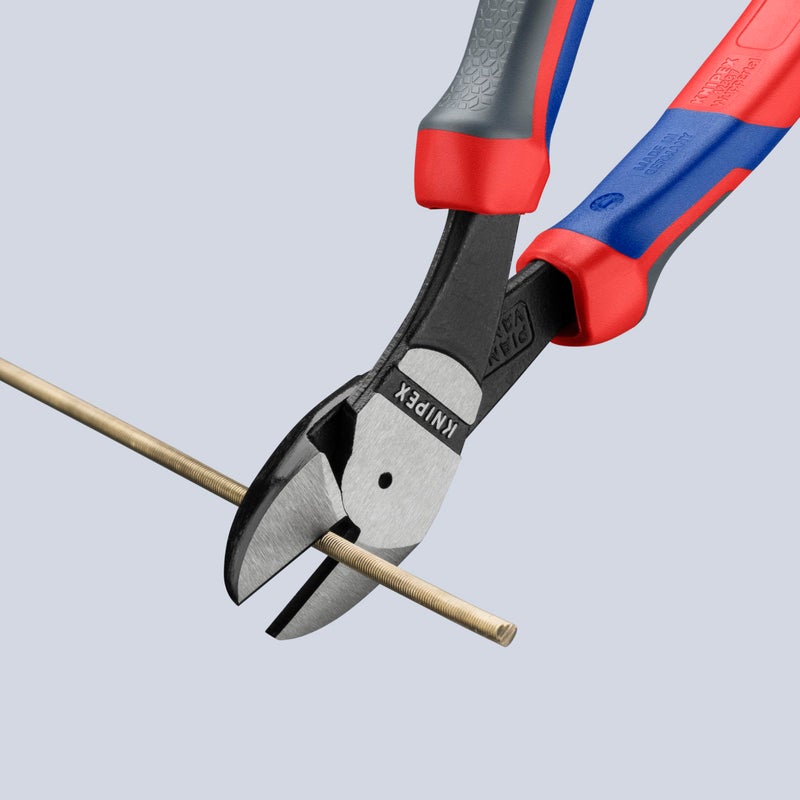 KNIPEX 74 22 200 Comfort Grip High Leverage Angled Diagonal Cutter, 8-Inch, Angled, Comfort Grip - Image 5