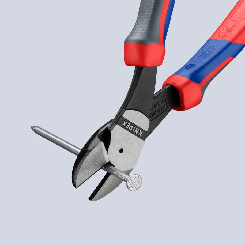 KNIPEX 74 22 200 Comfort Grip High Leverage Angled Diagonal Cutter, 8-Inch, Angled, Comfort Grip - Image 4