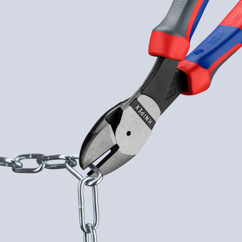 KNIPEX 74 22 200 Comfort Grip High Leverage Angled Diagonal Cutter, 8-Inch, Angled, Comfort Grip - Image 2