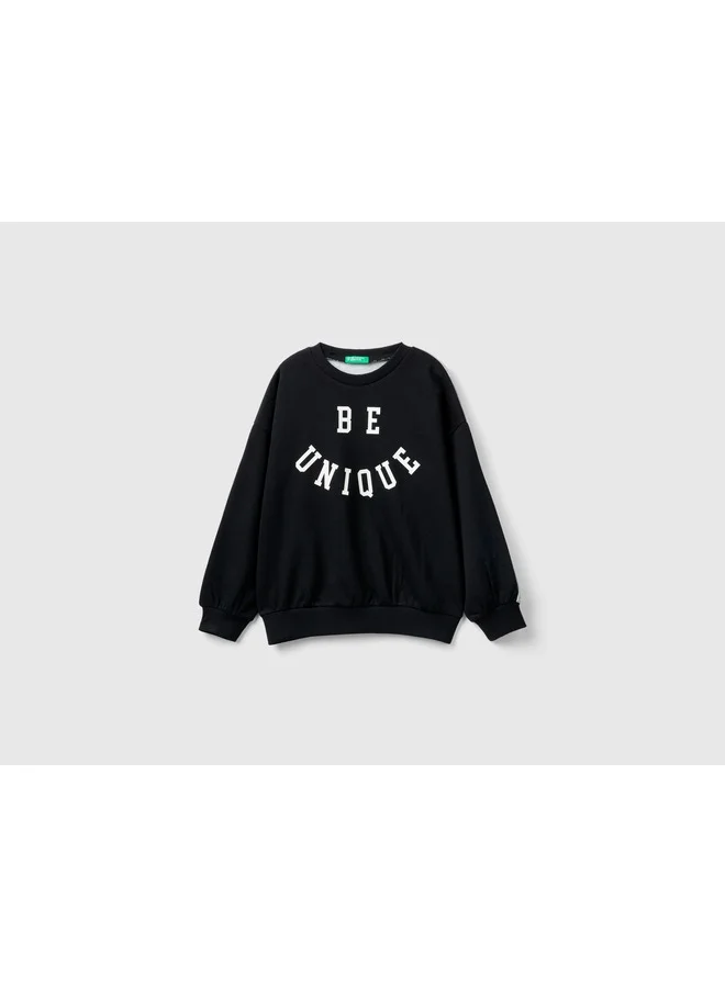 UNITED COLORS OF BENETTON Color Block Sweatshirt With Print