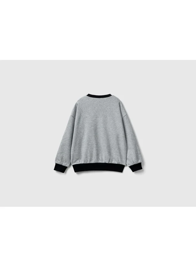 UNITED COLORS OF BENETTON Color Block Sweatshirt With Print