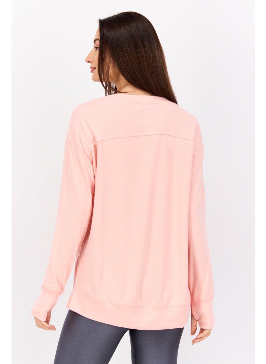 Jones New York - Women Sportswear Fit Round Neck Long Sleeve Outdoor Sweatshirt, Pink - Image 1