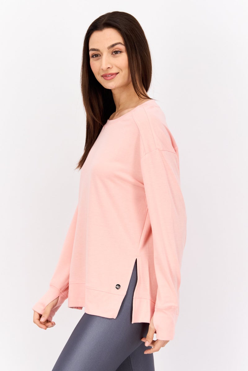 Jones New York Women Sportswear Fit Round Neck Long Sleeve Outdoor Sweatshirt, Pink - Image 2