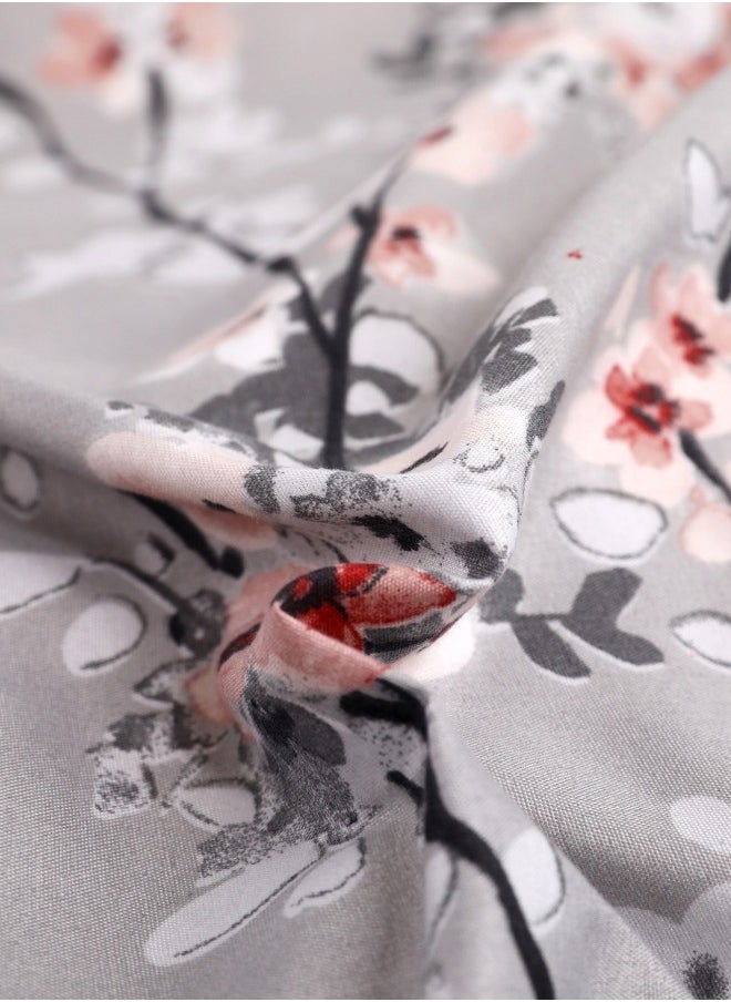 LUNA Home King Size 6 Piece Duvet Cover Set Grey Plum Blossom Bedding Set.  - Image 4
