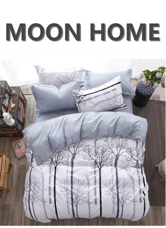 MOON HOME - King/Queen/Single size Soft and Breathable Microfiber Hypoallergenic Beautiful Design Duvet Cover Set ,set includes 1 Comforter Cover, 1 Fitted Bedsheet, 4 Pillowcases - Image 1