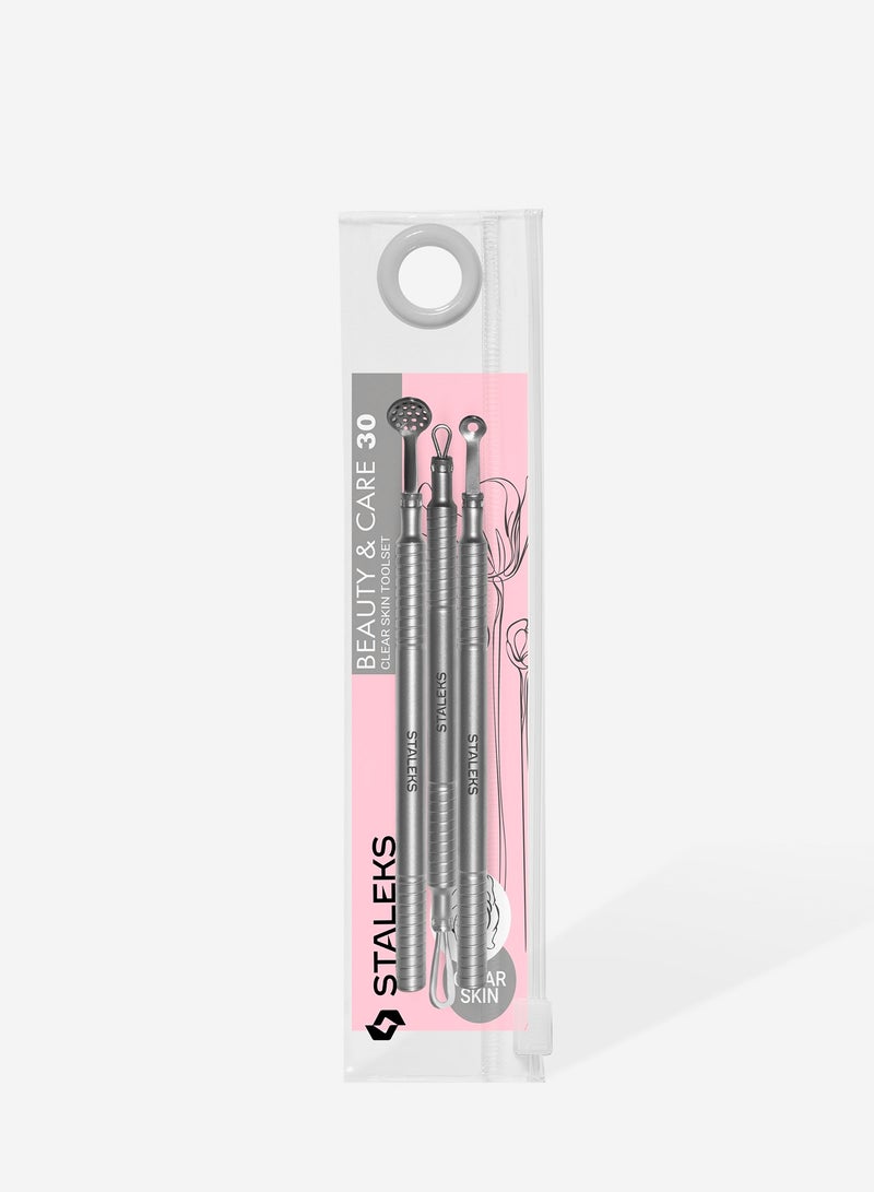 STALEKS Cosmetology toolset “Clean Skin” - BEAUTY & CARE 30 (Uno spoon, round tool with 19 holes and double-ended loop) - Image 4