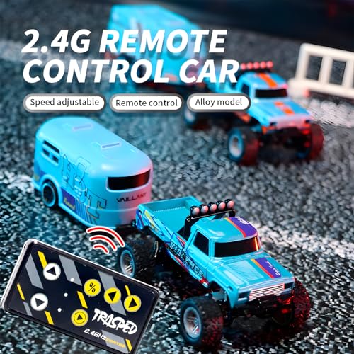Flashstar Mini Rc Truck 164 Scale Monster Truck Remote Control Car with Lights 24Ghz Remote Control SpeedSteering Adjustable Pink - Image 5