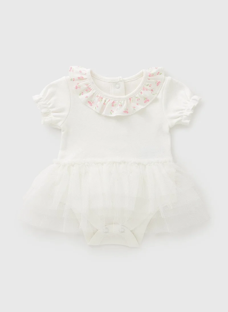 Matalan Baby Cream Floral Mesh Bodysuit