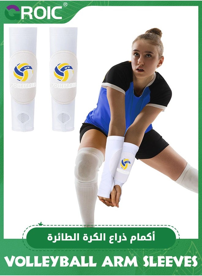 GROIC 1 Pair Volleyball Arm Guards Arm Sleeves, Volleyball Arm Sleeves Volleyball Pads Forearm Elbow Sleeve Volleyball Train Accessories with Protection Pad Thumb Hole for Kids & Adults  - Image 1