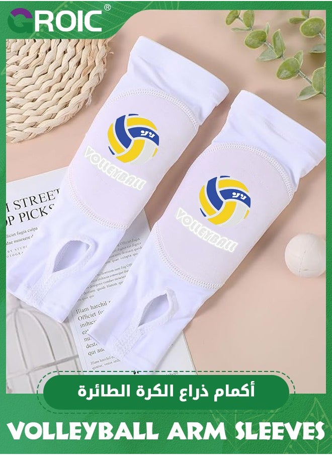 1 Pair Volleyball Arm Guards Arm Sleeves, Volleyball Arm Sleeves Volleyball Pads Forearm Elbow Sleeve Volleyball Train Accessories with Protection Pad Thumb Hole for Kids & Adults