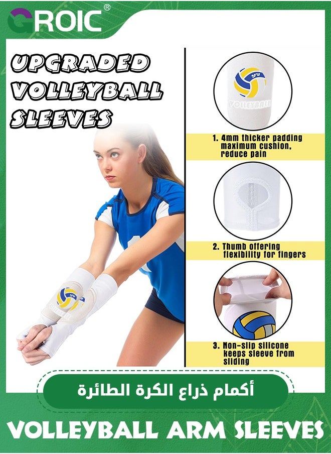 GROIC 1 Pair Volleyball Arm Guards Arm Sleeves, Volleyball Arm Sleeves Volleyball Pads Forearm Elbow Sleeve Volleyball Train Accessories with Protection Pad Thumb Hole for Kids & Adults  - Image 3