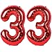 CHANGZHONG 40 Inch Red Number 33 Balloon Giant Helium Polyester Film 33th Birthday Girl Boy Self Inflating Digit ThirtyThree For Anniversary Celebration Baby Shower New Year Engagement Party Decoration - Image 2