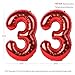 CHANGZHONG 40 Inch Red Number 33 Balloon Giant Helium Polyester Film 33th Birthday Girl Boy Self Inflating Digit ThirtyThree For Anniversary Celebration Baby Shower New Year Engagement Party Decoration - Image 4