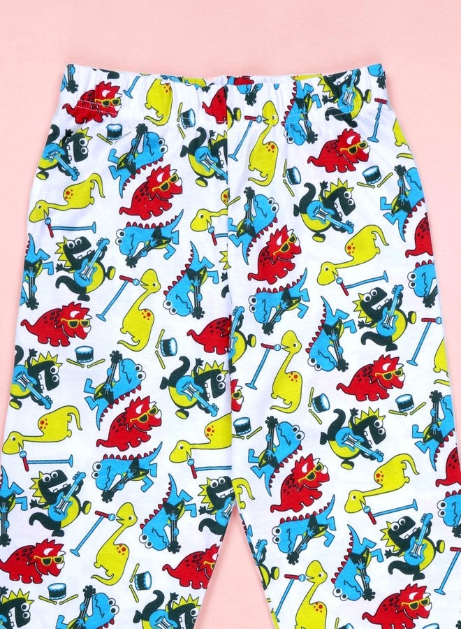 KiddoPanti Boys Cotton All-Over Dino Print Pyjama Pant With Single Pocket, White Dino - 4-6Y - Image 5