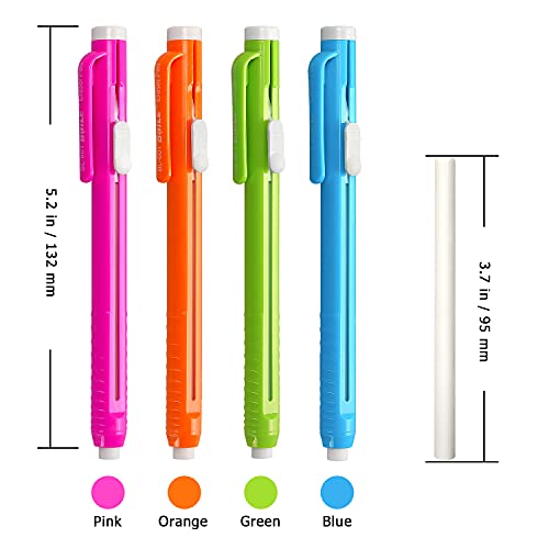 Hutou Retractable Mechanical Eraser Pen, Pen-Style Erasers Assorted Color, 4 Pack - Image 2