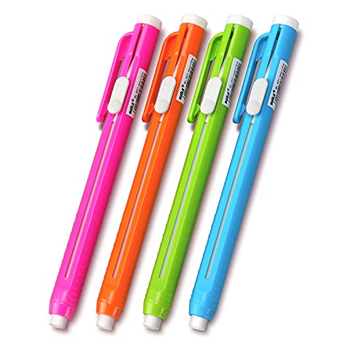 Hutou Retractable Mechanical Eraser Pen, Pen-Style Erasers Assorted Color, 4 Pack - Image 1