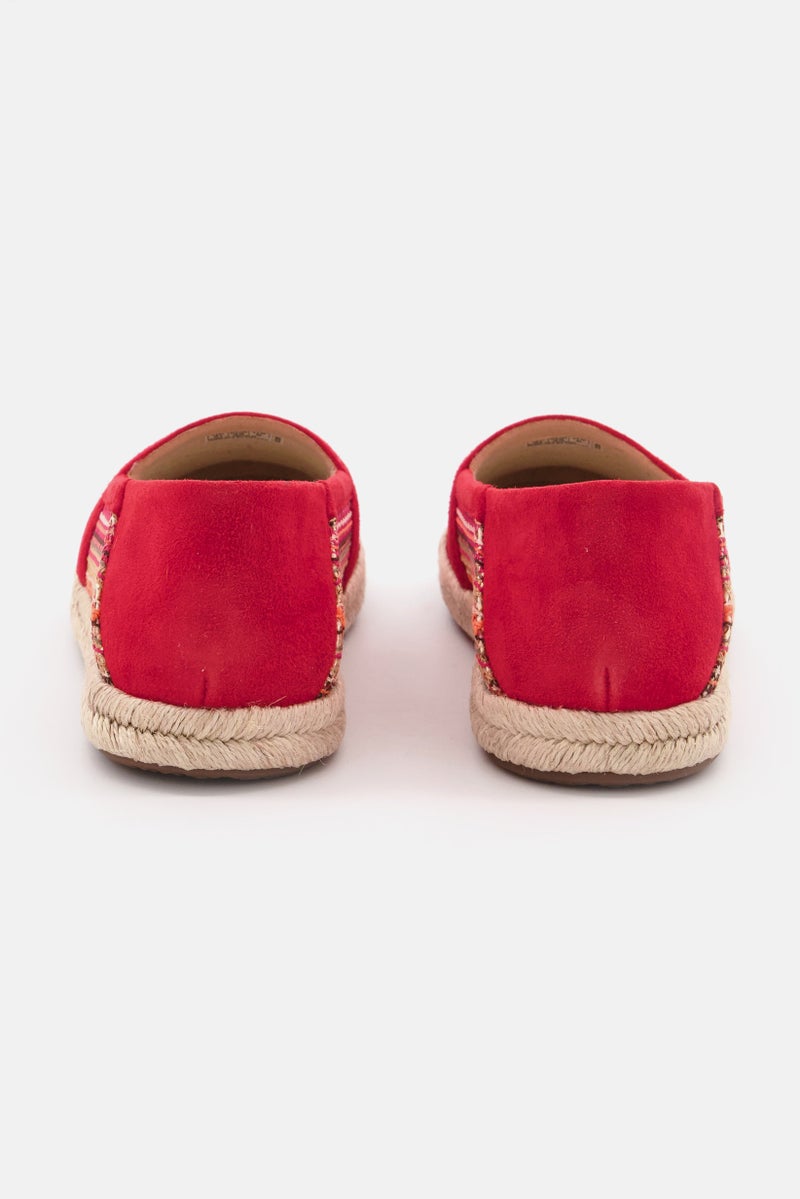 GEOX Women Slip On Sequins Detail Suede Flats, Red - Image 2